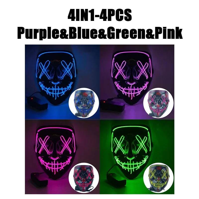 Premium Halloween Mask Glow In The Dark LED Light Up For Men - ToylandEU