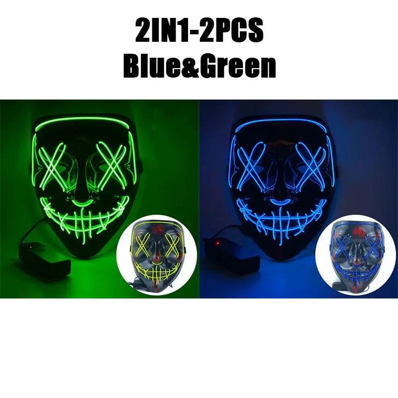 Premium Halloween Mask Glow In The Dark LED Light Up For Men - ToylandEU