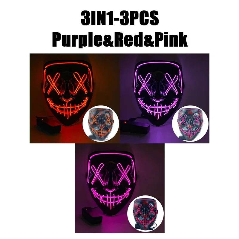 Premium Halloween Mask Glow In The Dark LED Light Up For Men - ToylandEU