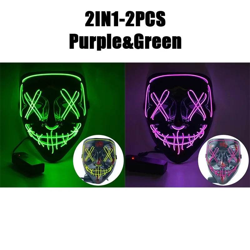 Premium Halloween Mask Glow In The Dark LED Light Up For Men - ToylandEU