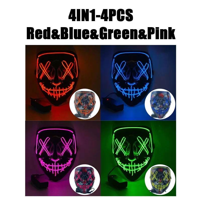 Premium Halloween Mask Glow In The Dark LED Light Up For Men - ToylandEU