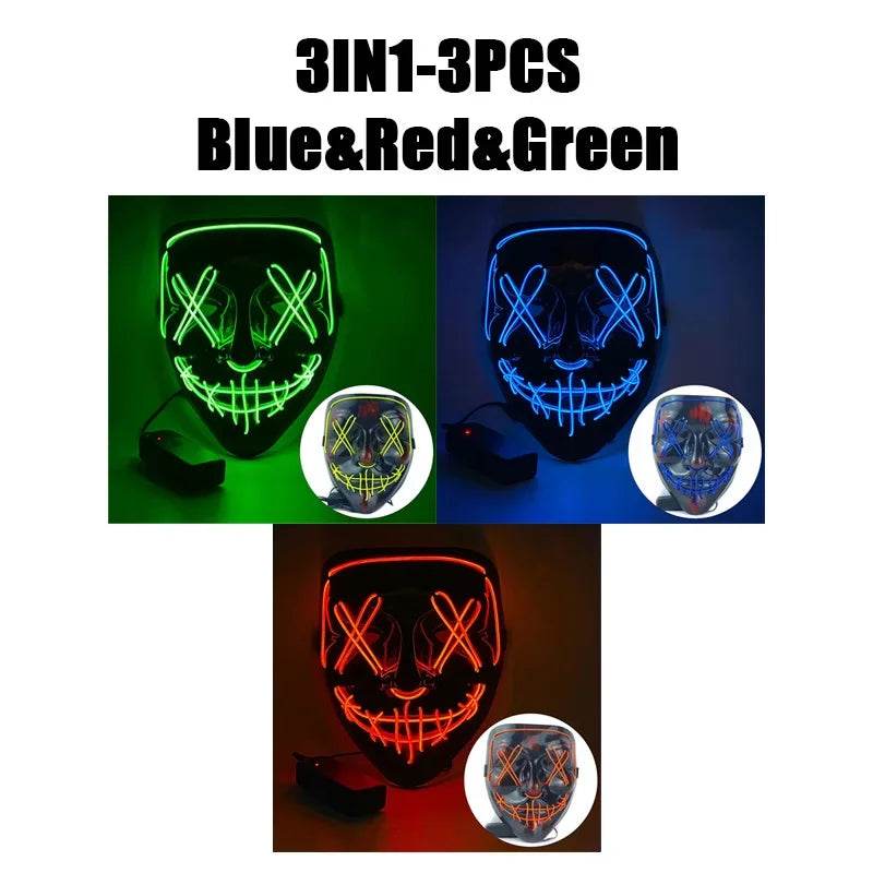 Premium Halloween Mask Glow In The Dark LED Light Up For Men - ToylandEU