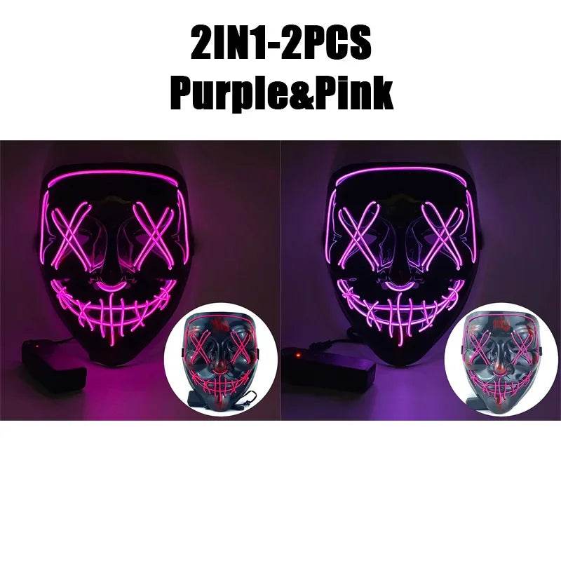 Premium Halloween Mask Glow In The Dark LED Light Up For Men - ToylandEU