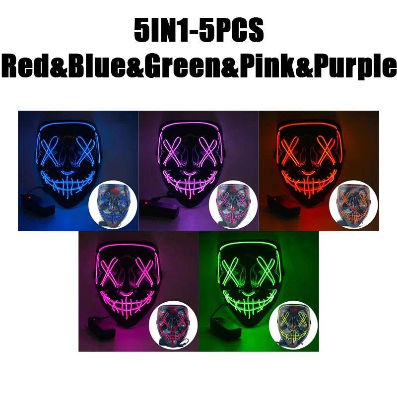 Premium Halloween Mask Glow In The Dark LED Light Up For Men - ToylandEU