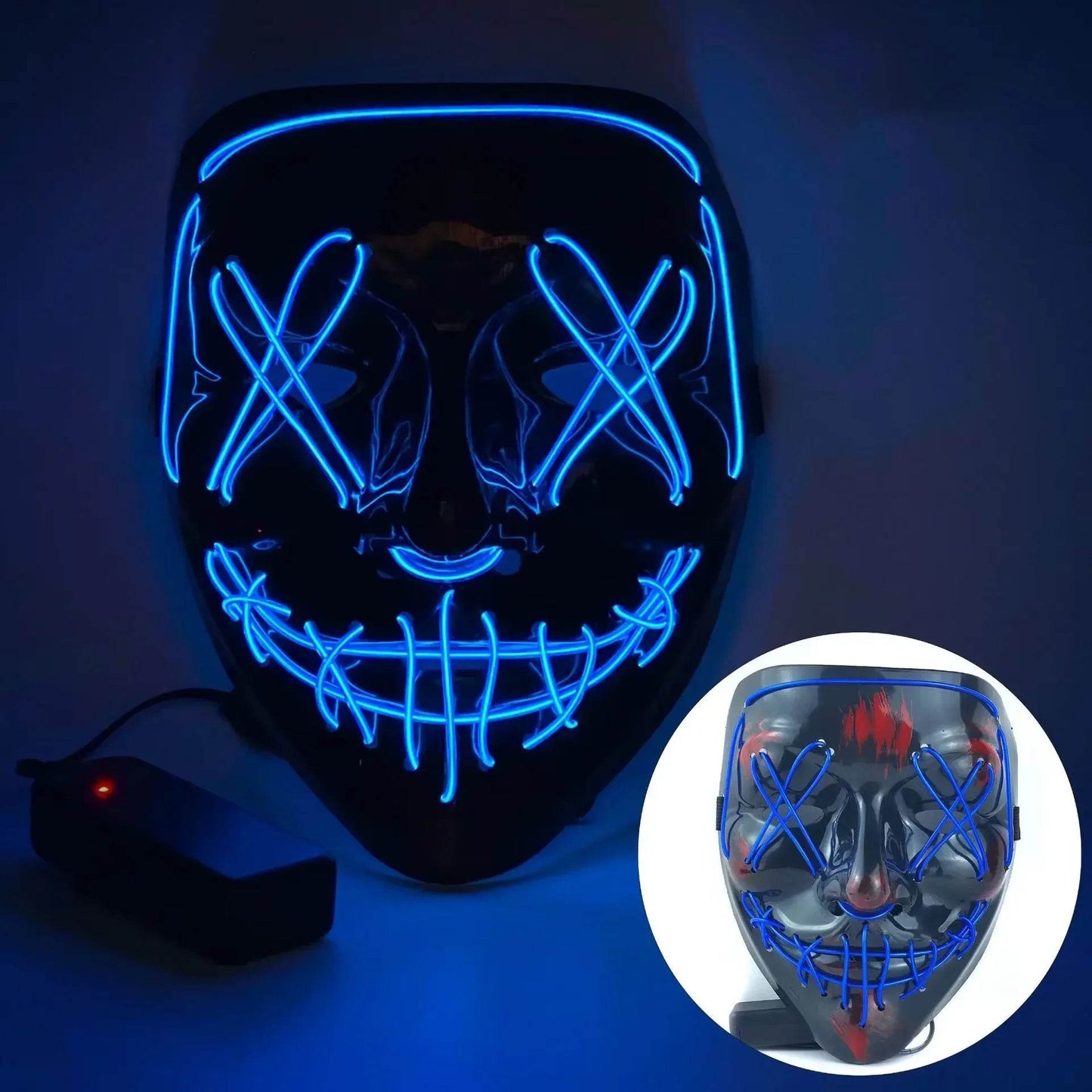Premium Halloween Mask Glow In The Dark LED Light Up For Men - ToylandEU