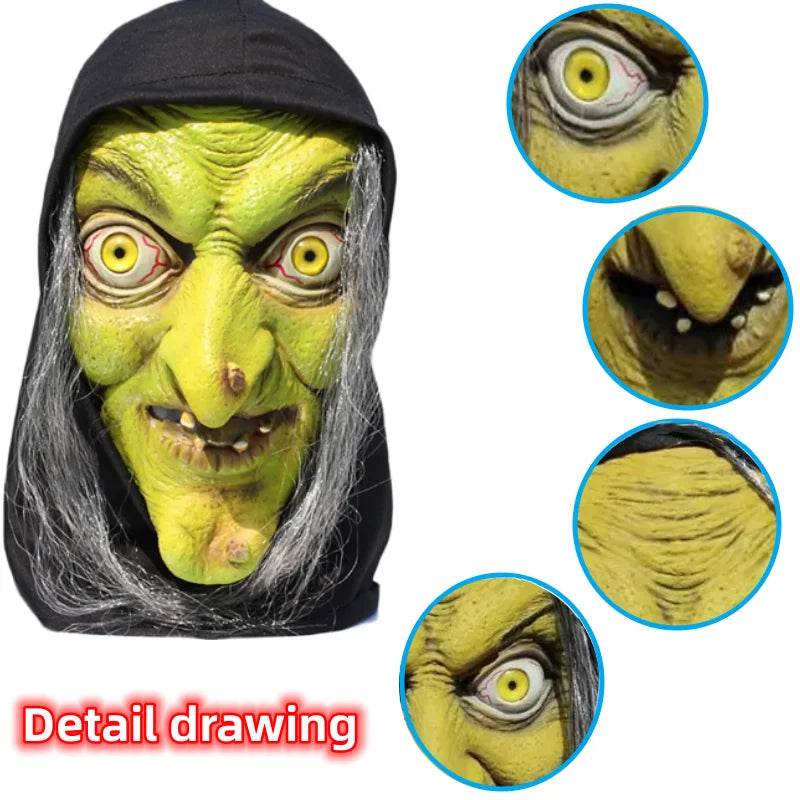 Premium Halloween Mask Old Witch Long Nose Latex For Adults - ToylandEU