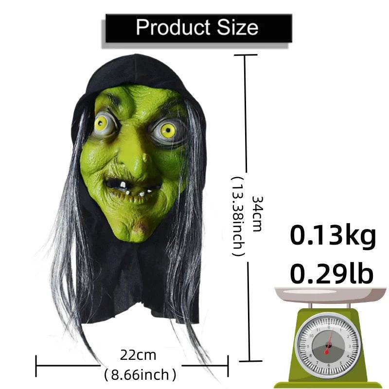 Premium Halloween Mask Old Witch Long Nose Latex For Adults - ToylandEU
