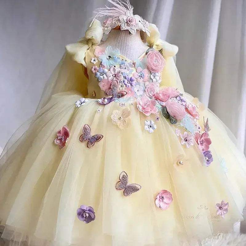 Premium Handmade Butterfly Tulle Girls Birthday Party Dress - ToylandEU
