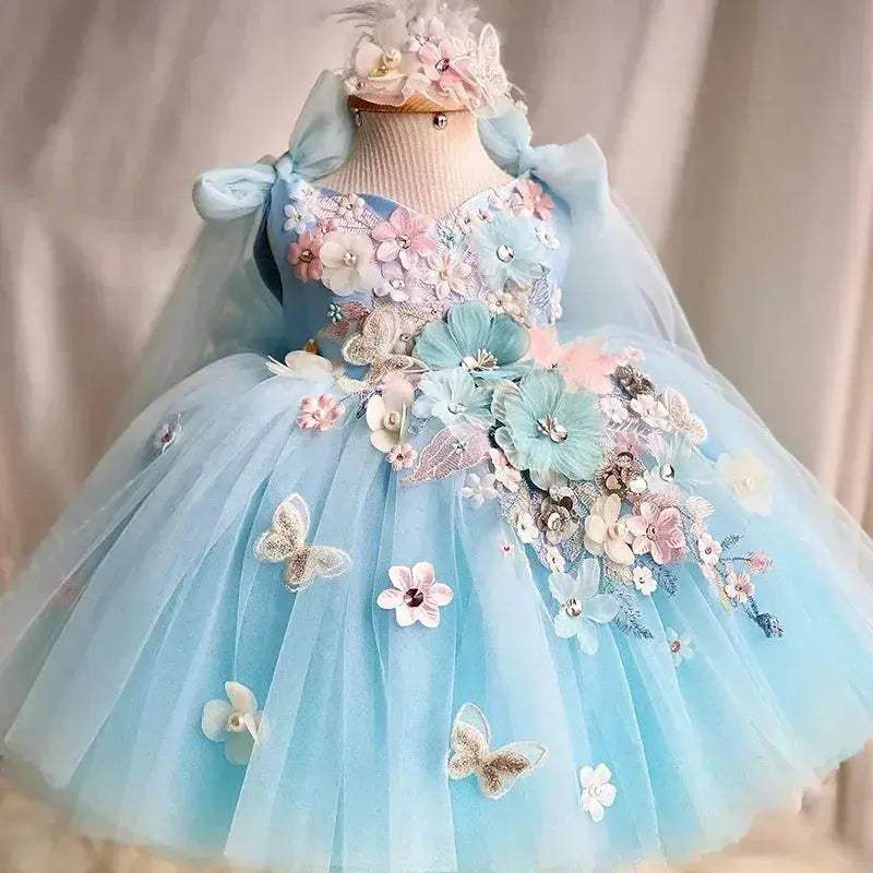 Premium Handmade Butterfly Tulle Girls Birthday Party Dress - ToylandEU