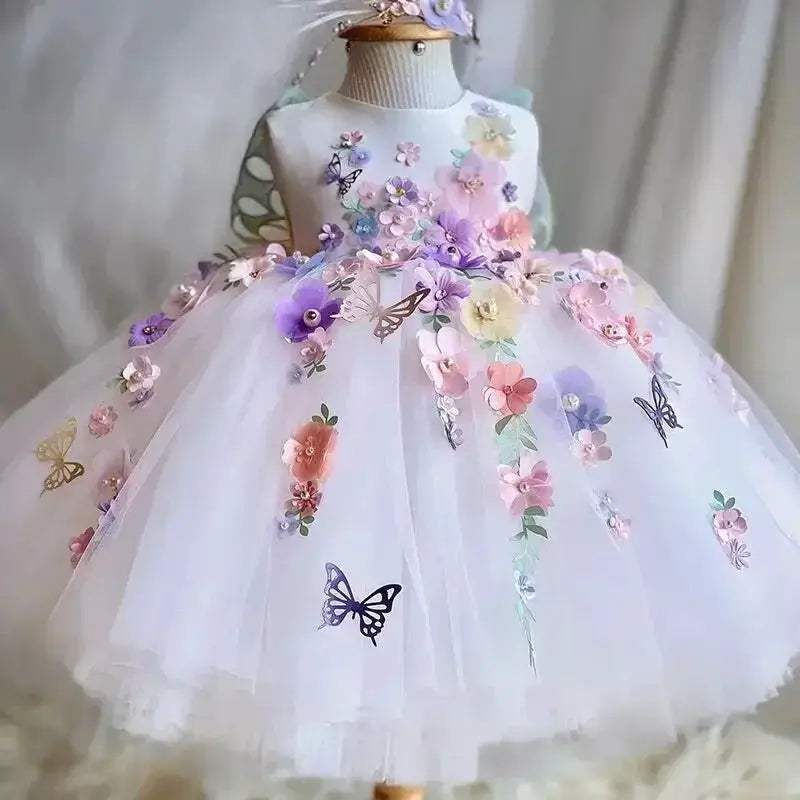 Premium Handmade Butterfly Tulle Girls Birthday Party Dress - ToylandEU