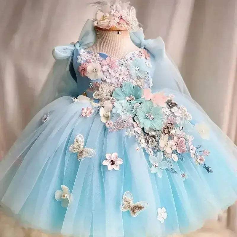 Premium Handmade Butterfly Tulle Girls Birthday Party Dress - ToylandEU