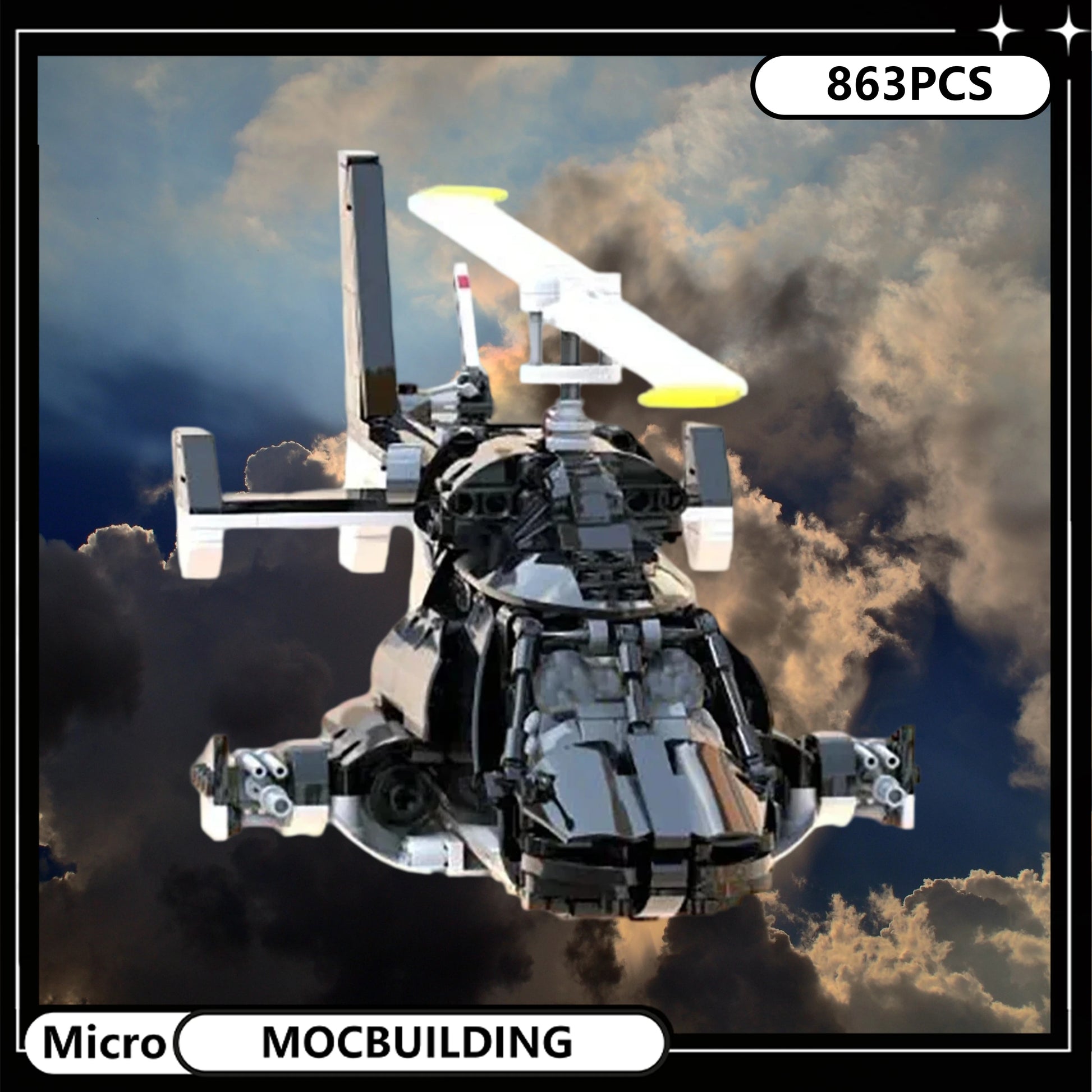 Premium Helicopter Model Kit Scale 1 To 25 Micro MOC For Collectors And Builders - ToylandEU