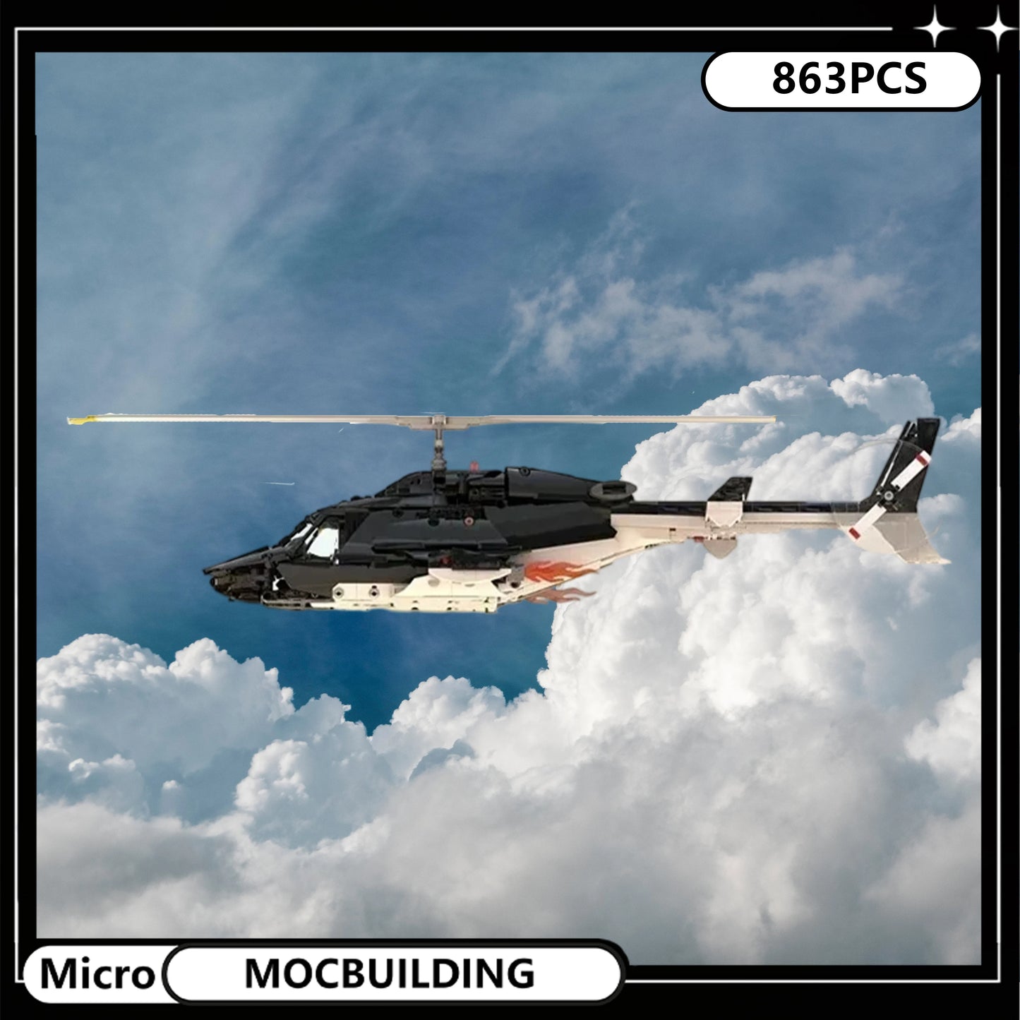 Premium Helicopter Model Kit Scale 1 To 25 Micro MOC For Collectors And Builders - ToylandEU