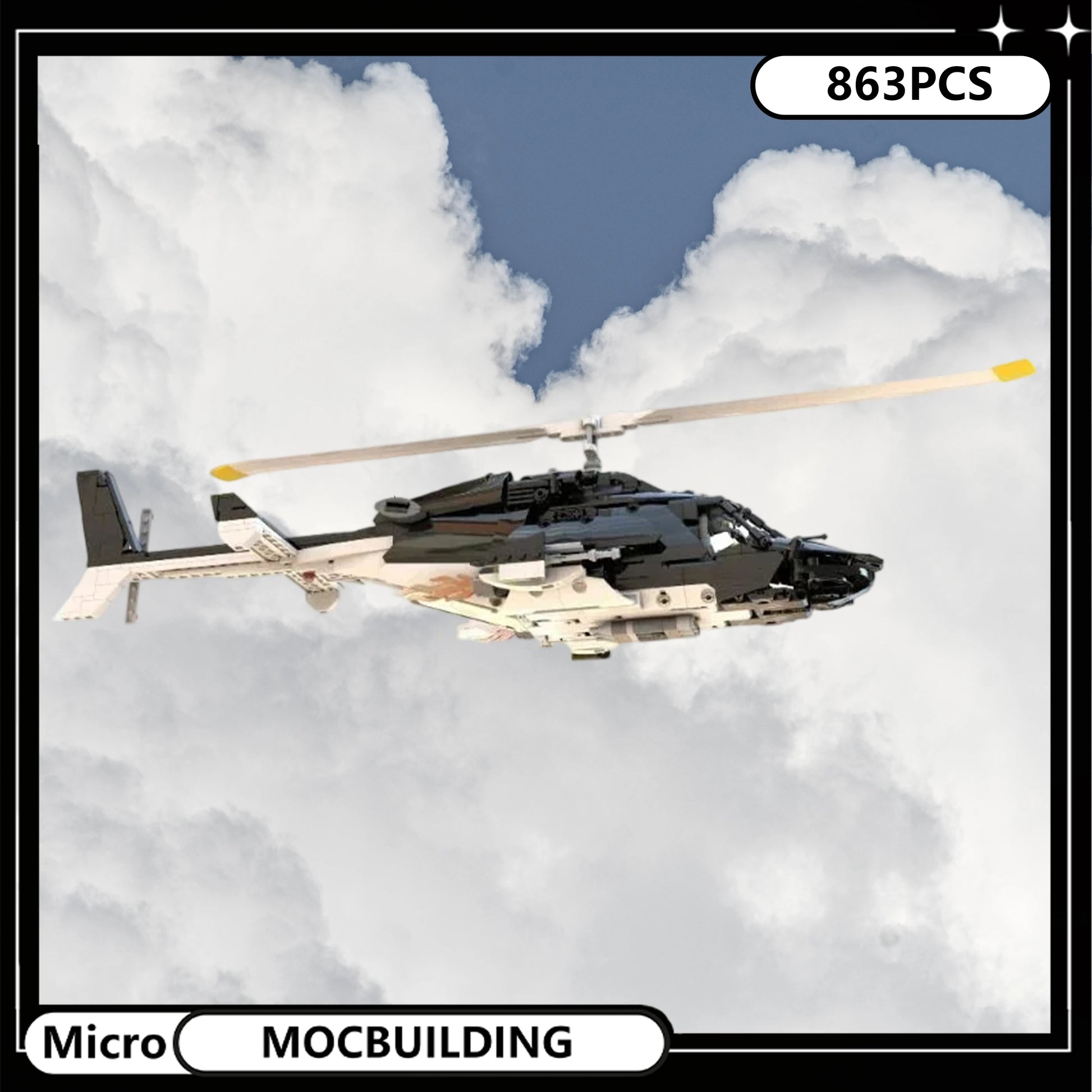 Premium Helicopter Model Kit Scale 1 To 25 Micro MOC For Collectors And Builders - ToylandEU