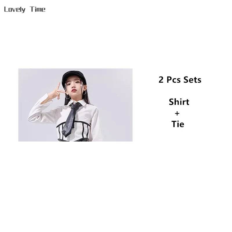 Premium Hip Hop Crop Top PU Leather Cargo Pants Girls - ToylandEU