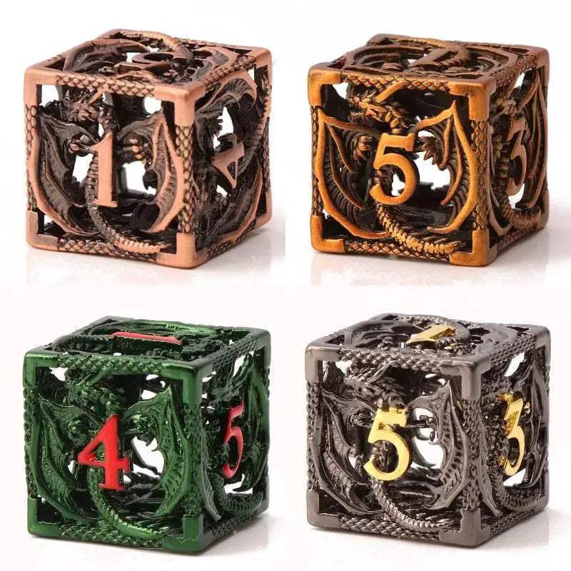 Premium Hollow Metal Dungeons and Dragons Dice Set with Intricate Dragon Design for RPG Enthusiasts - ToylandEU