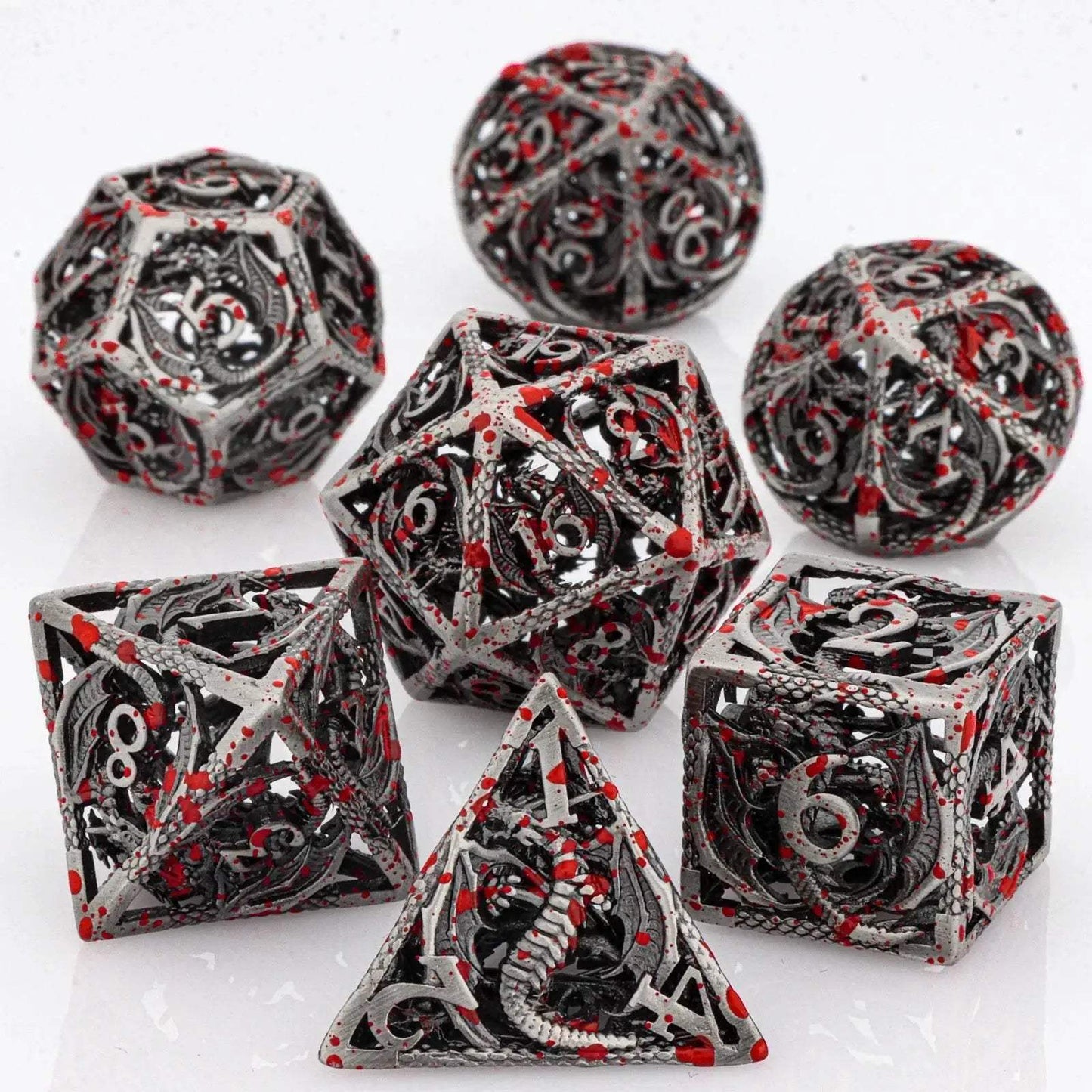 Premium Hollow Metal Dungeons and Dragons Dice Set with Intricate Dragon Design for RPG Enthusiasts - ToylandEU