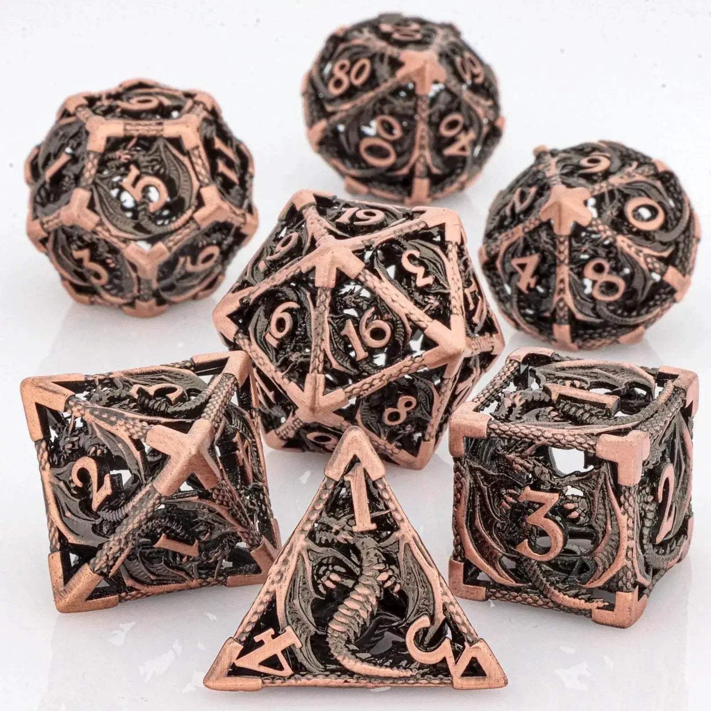 Premium Hollow Metal Dungeons and Dragons Dice Set with Intricate Dragon Design for RPG Enthusiasts - ToylandEU