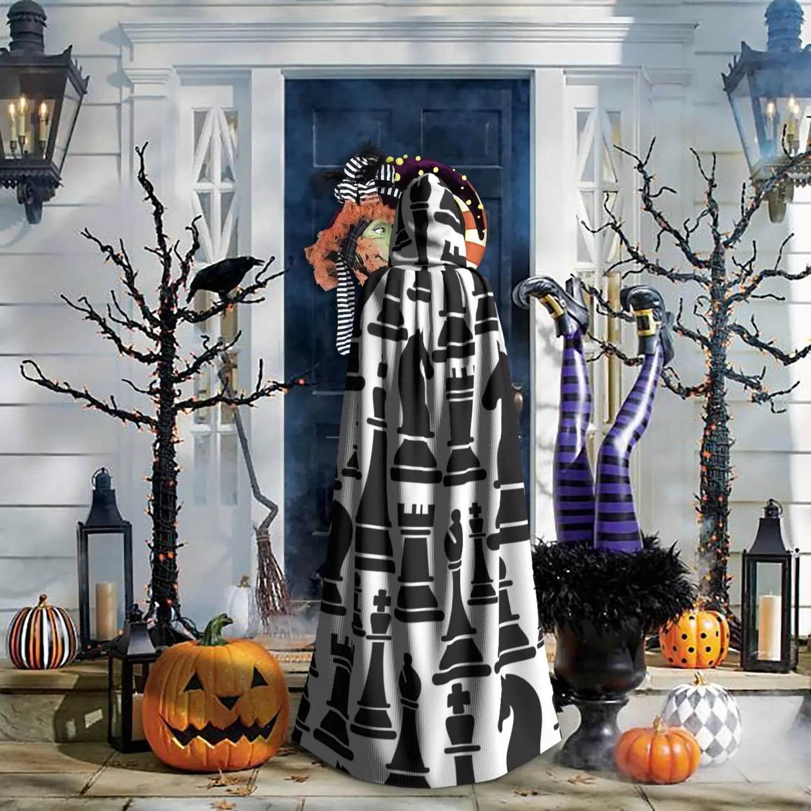 Premium Hooded Cloak With Chess Pieces Unisex Cosplay - ToylandEU