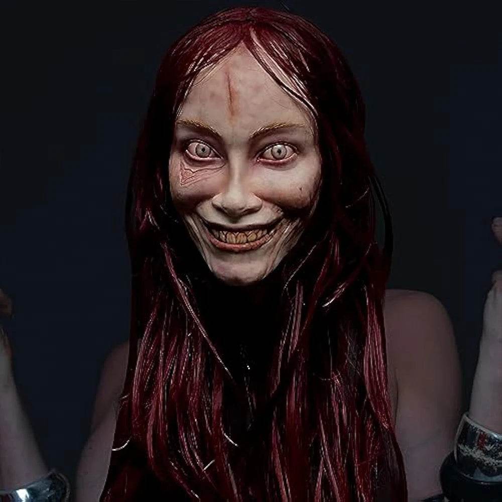 Premium Horror Mask Red Creepy Smile White Lady Cosplay - ToylandEU