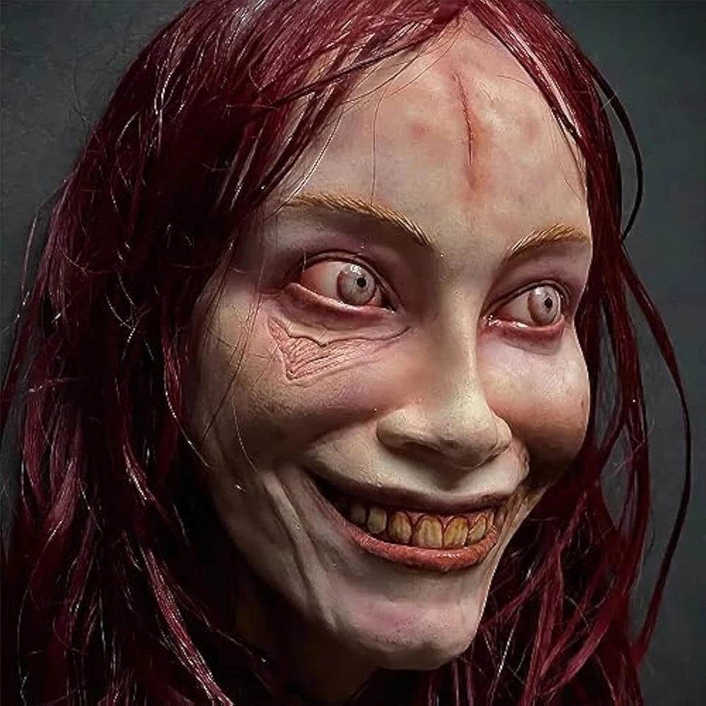Premium Horror Mask Red Creepy Smile White Lady Cosplay - ToylandEU