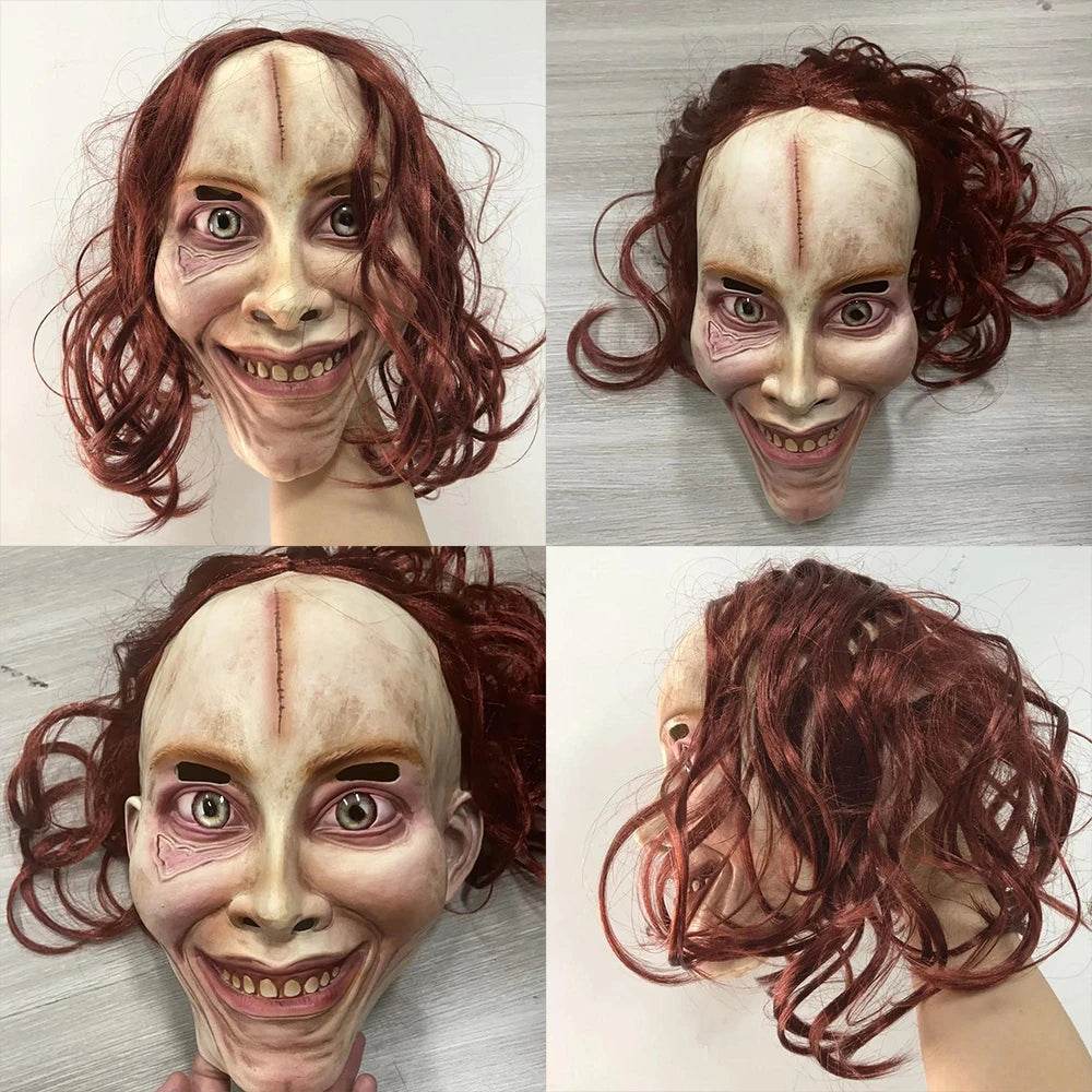 Premium Horror Mask Red Creepy Smile White Lady Cosplay - ToylandEU