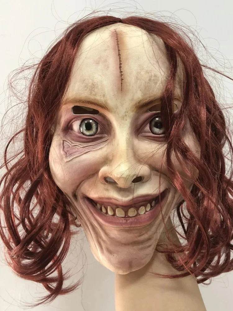 Premium Horror Mask Red Creepy Smile White Lady Cosplay - ToylandEU