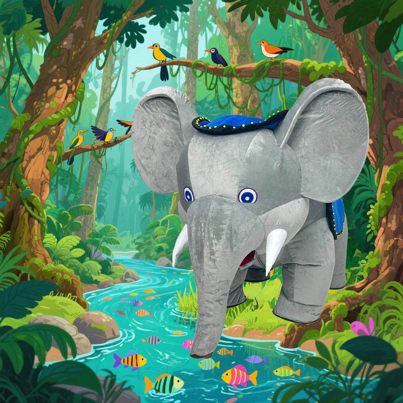 Premium Inflatable Elephant Costume Four Legged For Adults - ToylandEU