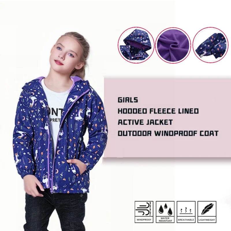 Premium Jacket Fleece Waterproof Hooded Double Deck Girls - ToylandEU