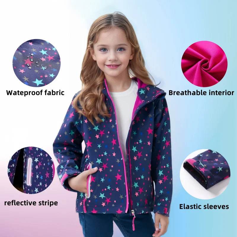 Premium Jacket Fleece Waterproof Hooded Double Deck Girls - ToylandEU