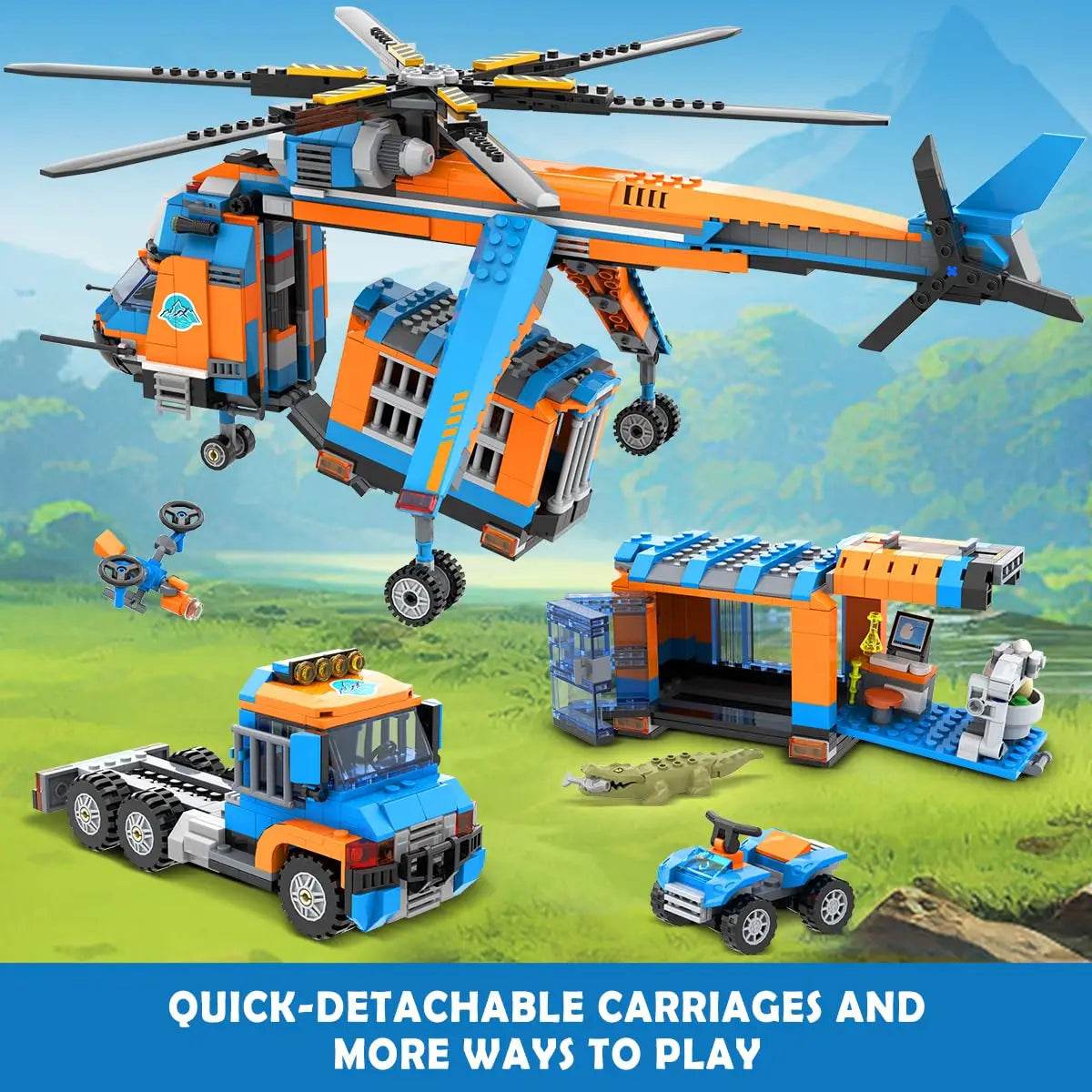 Premium Jungle Rescue Helicopter Building Set For Kids - ToylandEU
