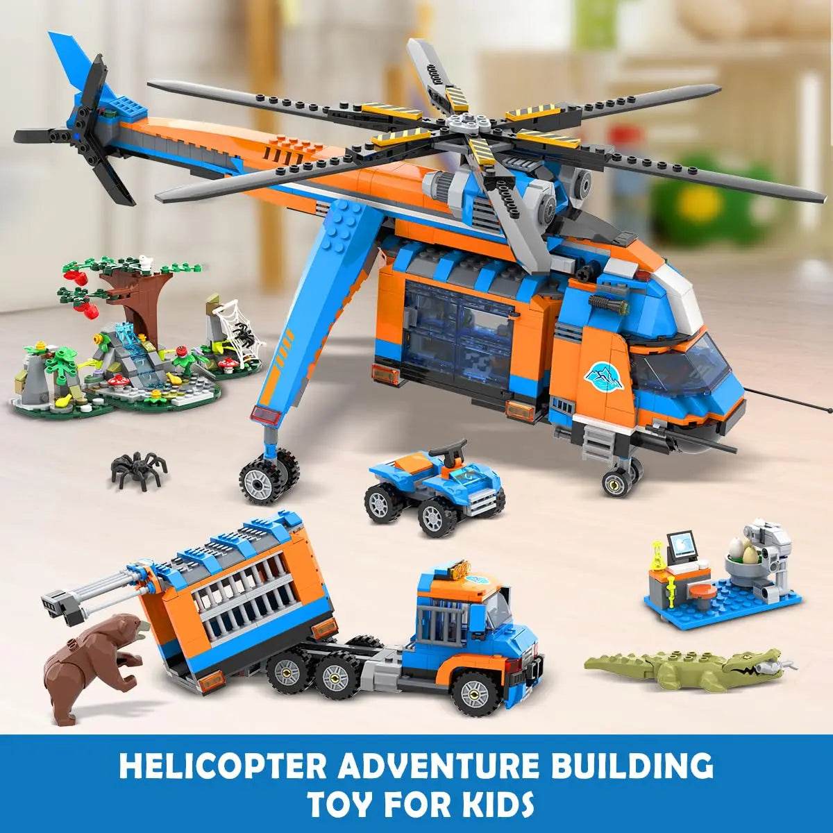 Premium Jungle Rescue Helicopter Building Set For Kids - ToylandEU