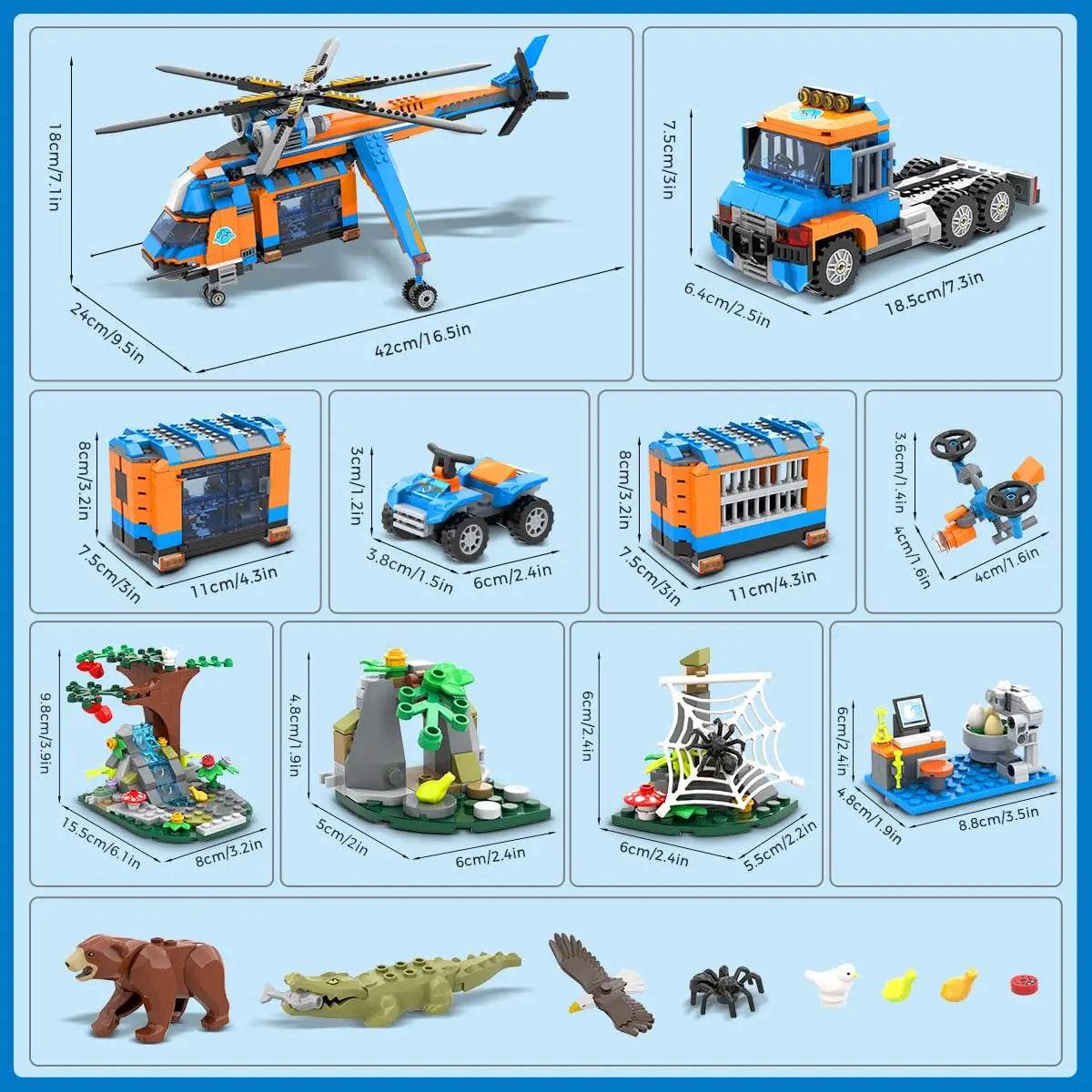 Premium Jungle Rescue Helicopter Building Set For Kids - ToylandEU