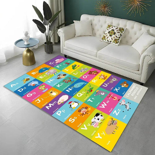 Premium Kids Area Rug Cartoon Alphabet Design For Playrooms - ToylandEU