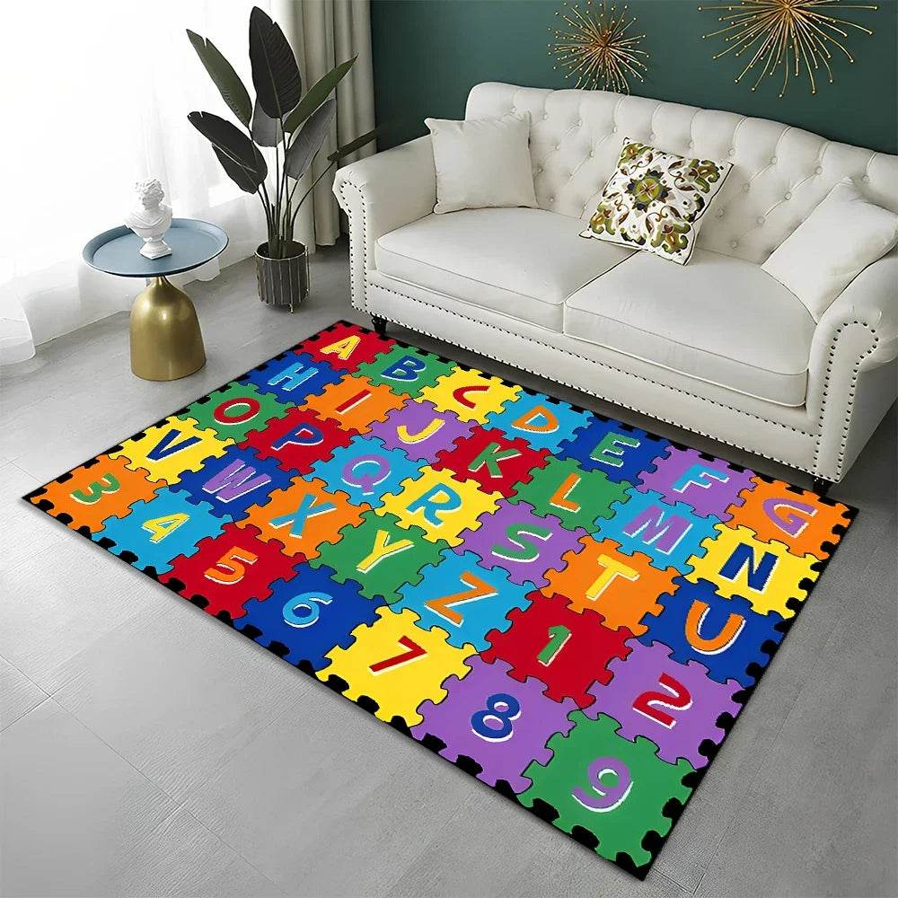 Premium Kids Area Rug Cartoon Alphabet Design For Playrooms - ToylandEU