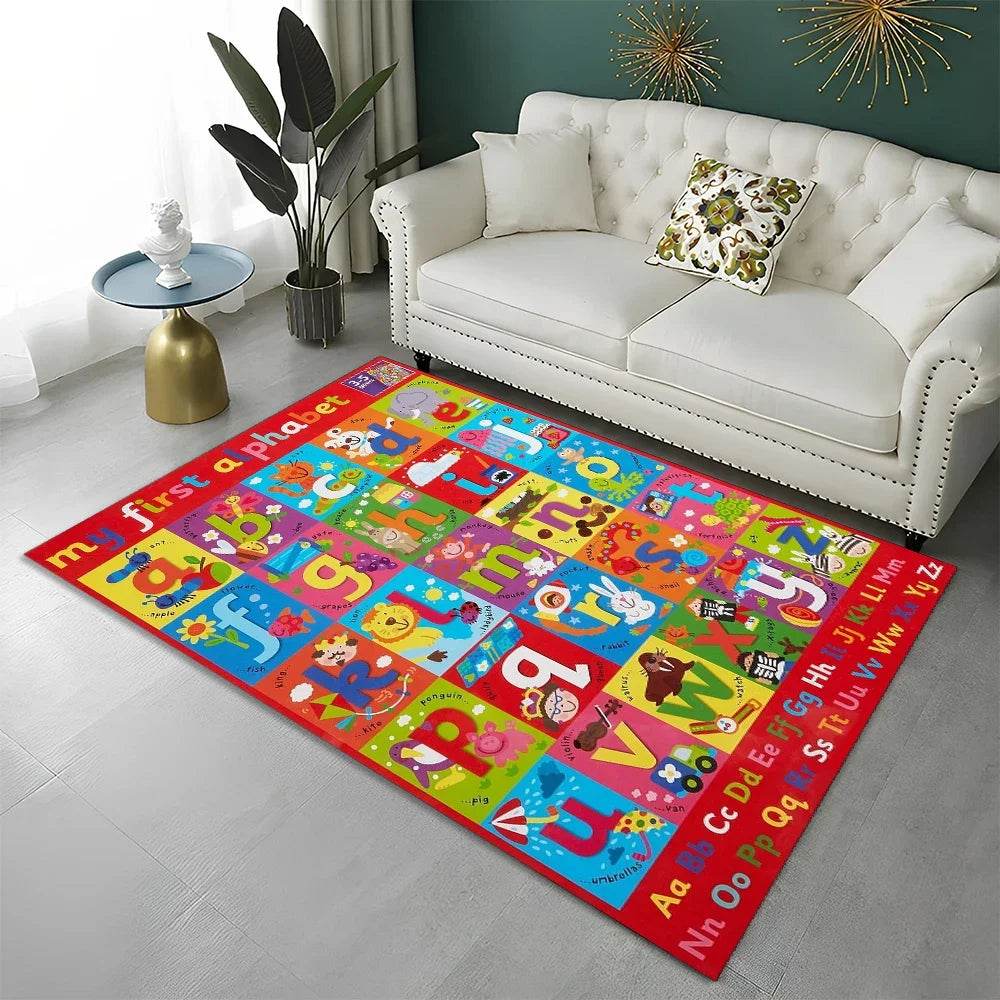 Premium Kids Area Rug Cartoon Alphabet Design For Playrooms - ToylandEU
