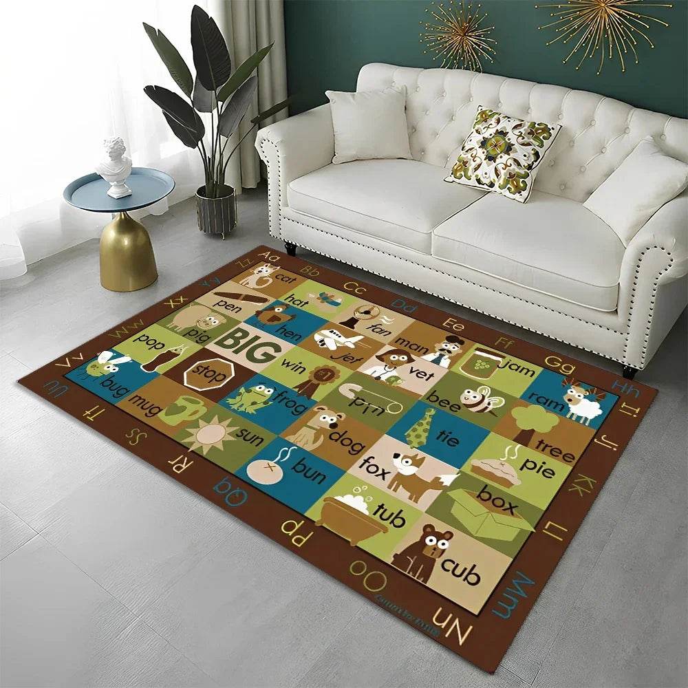 Premium Kids Area Rug Cartoon Alphabet Design For Playrooms - ToylandEU