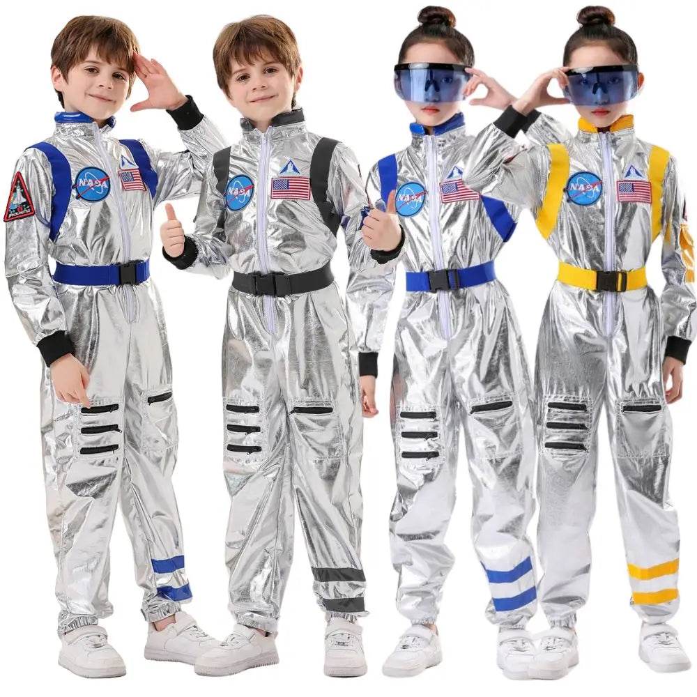 Premium Kids Astronaut Costume Silver Jumpsuit For Halloween - ToylandEU