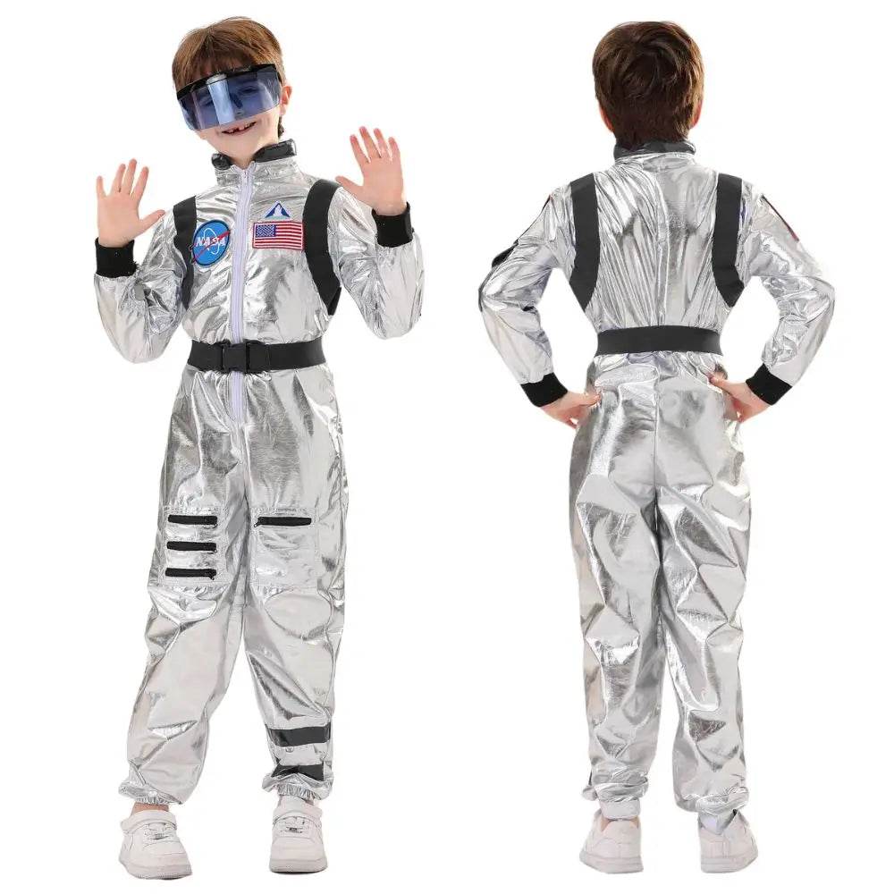 Premium Kids Astronaut Costume Silver Jumpsuit For Halloween - ToylandEU