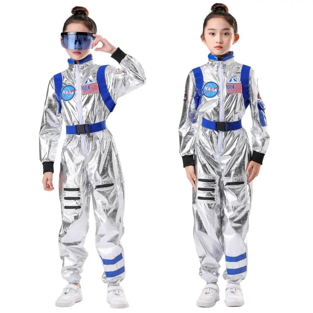 Premium Kids Astronaut Costume Silver Jumpsuit For Halloween - ToylandEU
