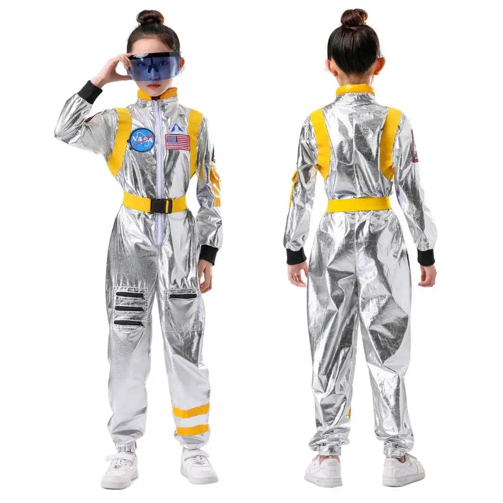 Premium Kids Astronaut Costume Silver Jumpsuit For Halloween - ToylandEU