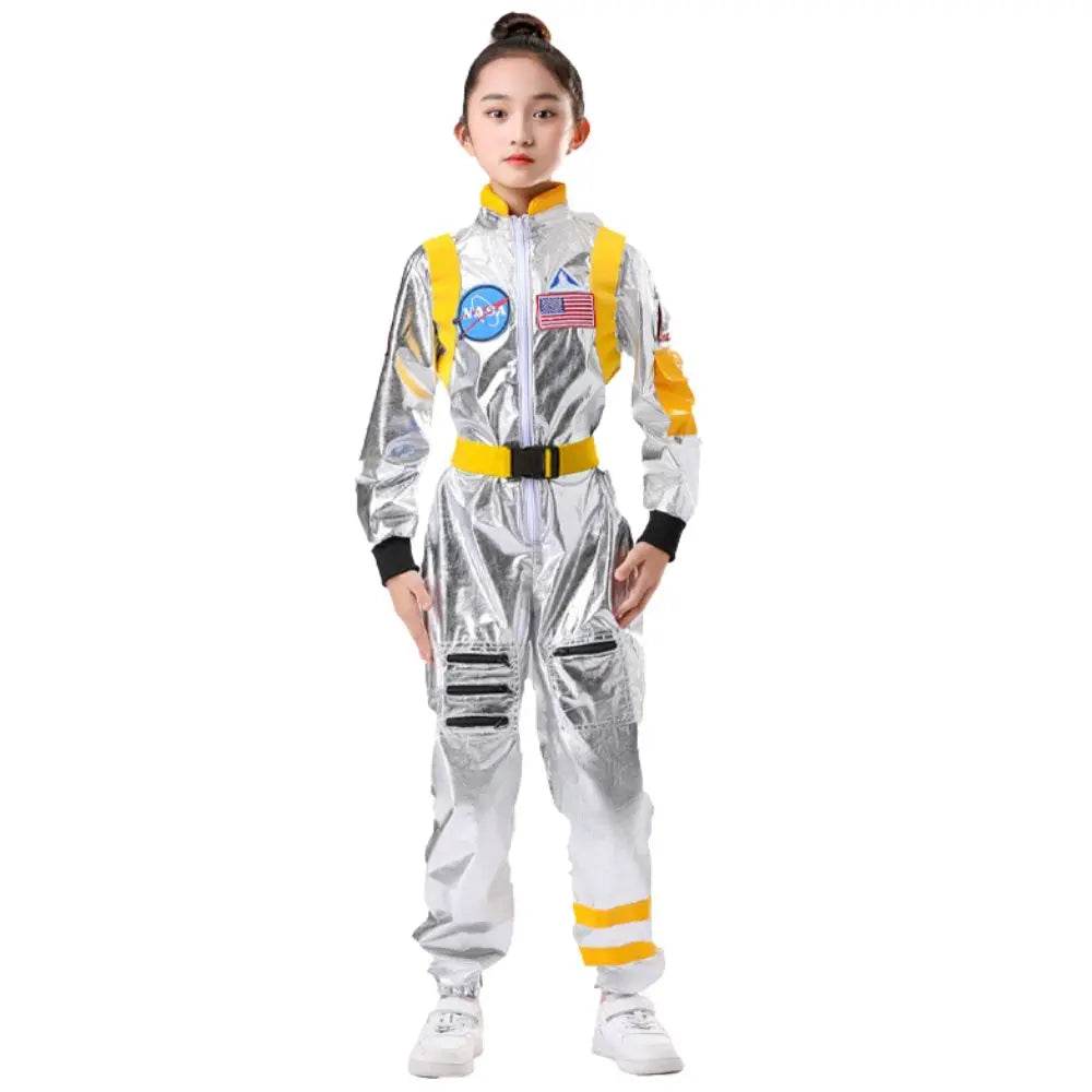 Premium Kids Astronaut Costume Silver Jumpsuit For Halloween - ToylandEU