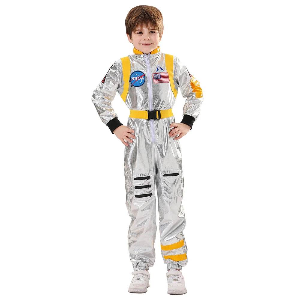 Premium Kids Astronaut Costume Silver Jumpsuit For Halloween - ToylandEU