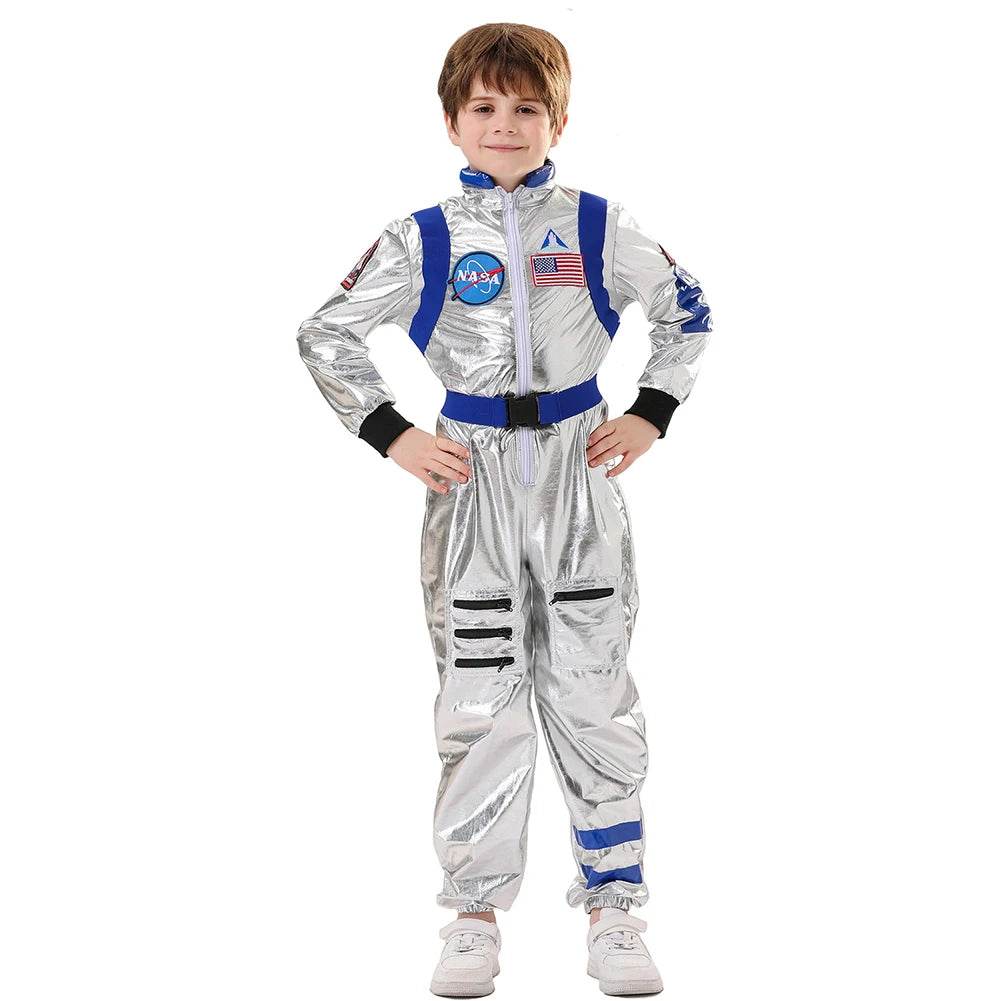 Premium Kids Astronaut Costume Silver Jumpsuit For Halloween - ToylandEU
