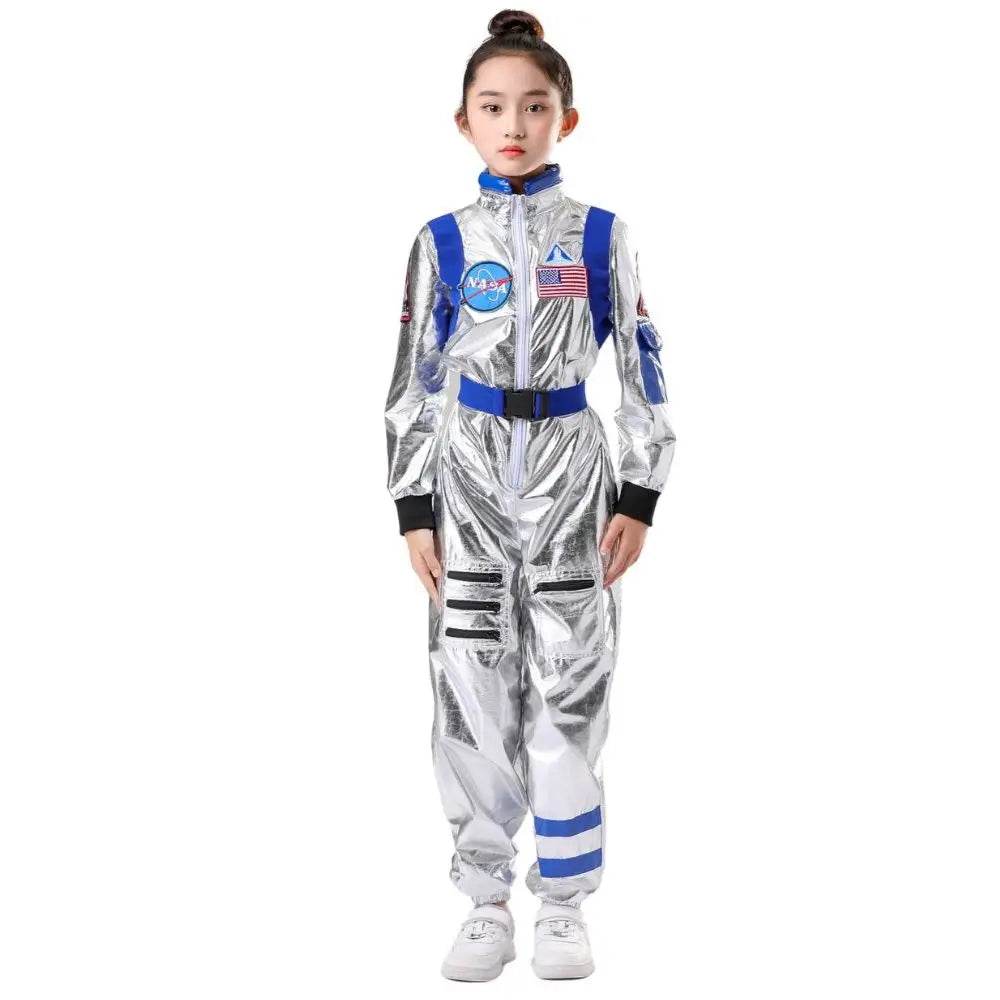 Premium Kids Astronaut Costume Silver Jumpsuit For Halloween - ToylandEU