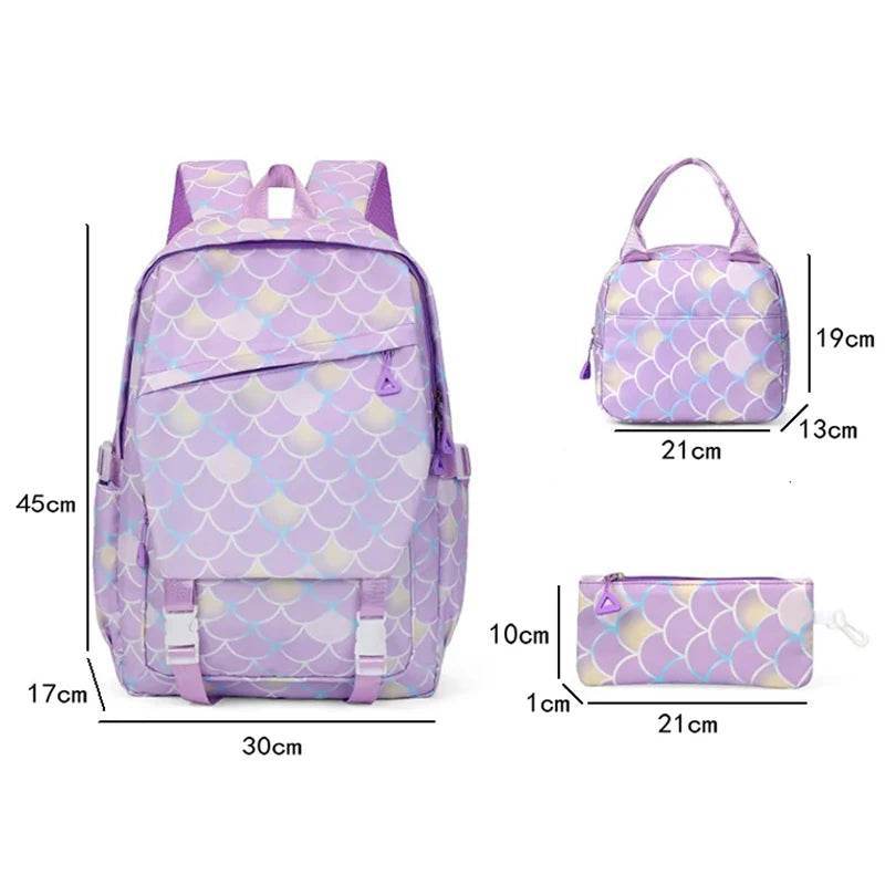 Premium Kids Backpack Set Little Mermaid Theme Three Piece For Kids Aged 7 To 13 - ToylandEU