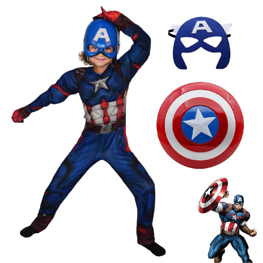 Premium Kids Costume Captain America Muscle Suit Cosplay - ToylandEU
