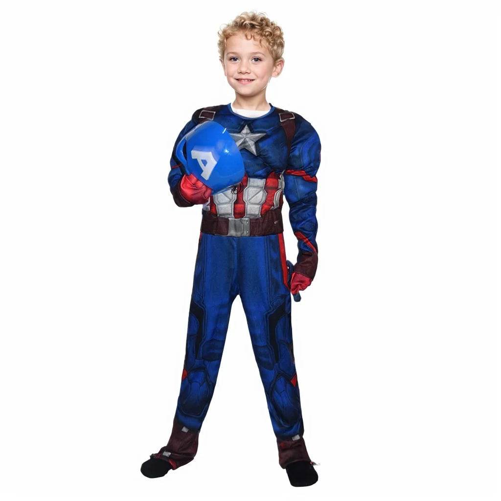 Premium Kids Costume Captain America Muscle Suit Cosplay - ToylandEU