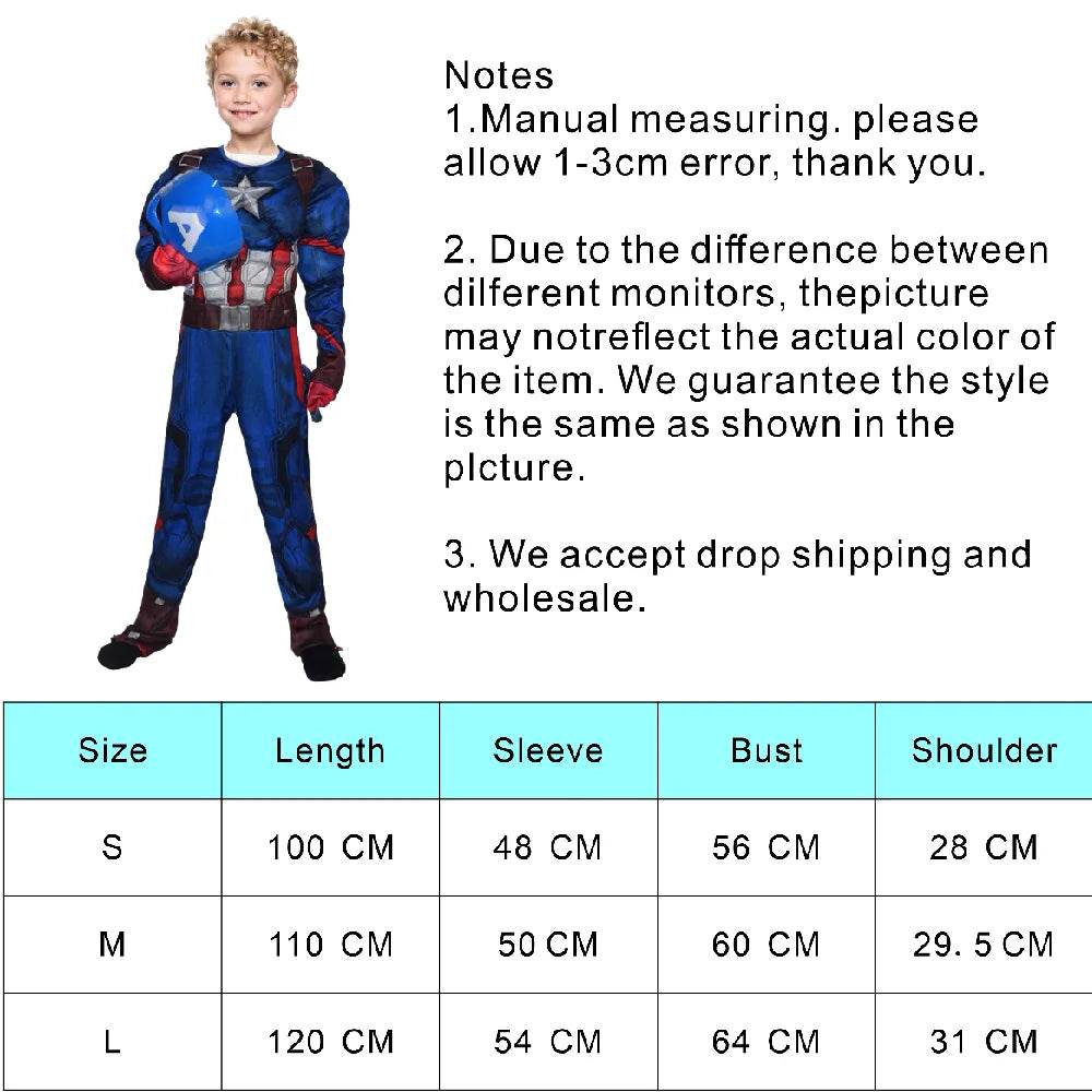 Premium Kids Costume Captain America Muscle Suit Cosplay - ToylandEU