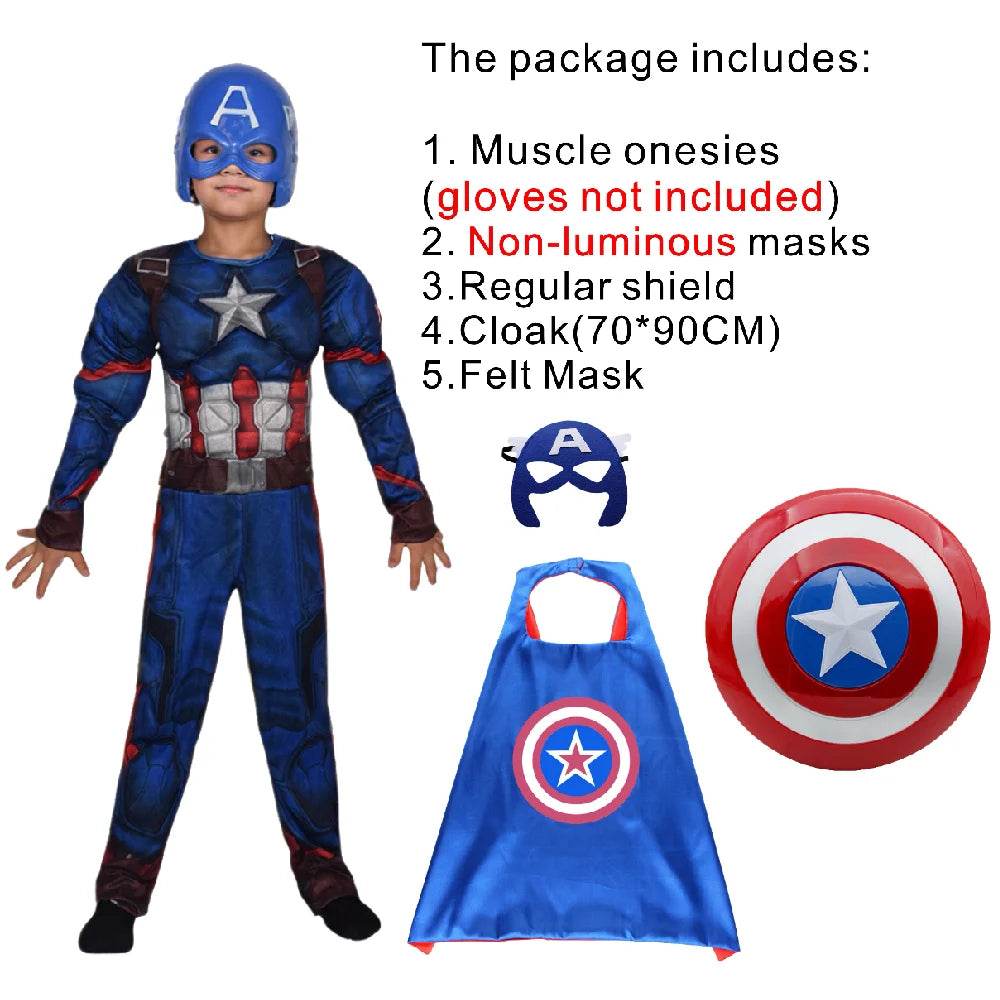 Premium Kids Costume Captain America Muscle Suit Cosplay - ToylandEU